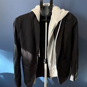 Evereve Black Blazer with Gray Hoodie